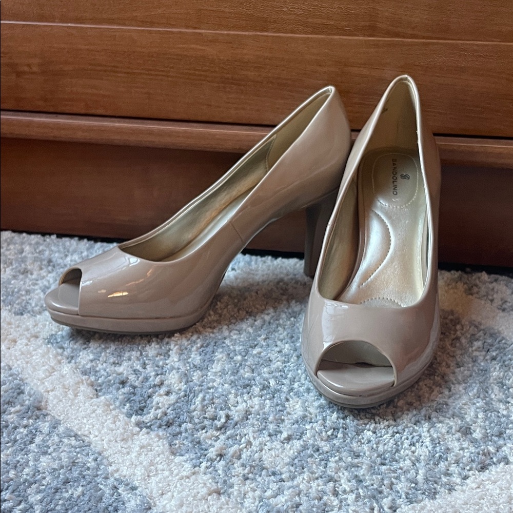 Bandolino Nude Patent Peep-Toe Pumps
